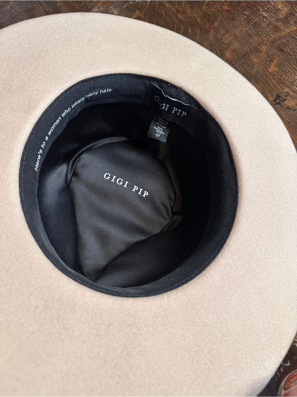 Gigi Pip Monroe Rancher Australian Wool Hat 57 Grey/Oatmeal - Picture 8 of 14